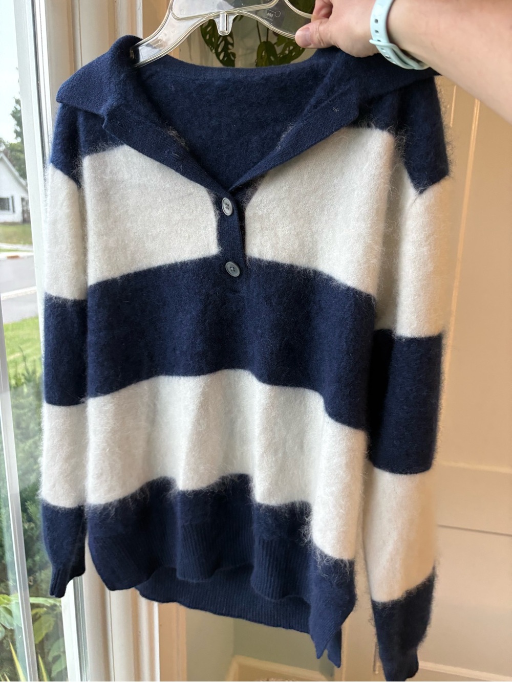 J.Crew Brushed Cashmere Rugby Sweater Block Stripes Preppy Academia Sporty